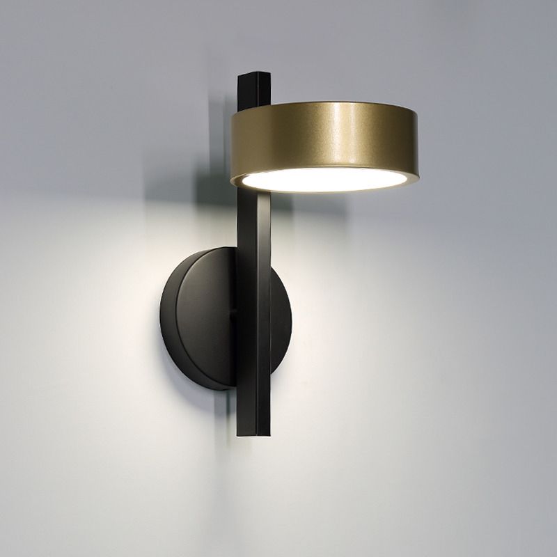 Lámpara de apliques de pared redonda posmoderna lámpara de pared LED metálica en dorado negro