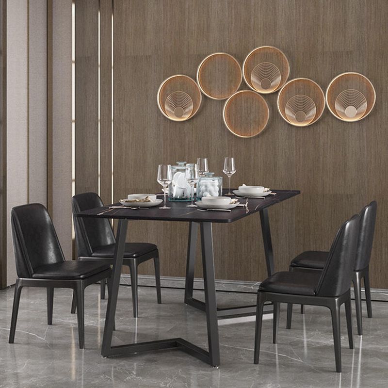 Designer 1/4/5/7 Pieces Dining Set Rectangular Double Pedestal Dinette Set with Stone Top