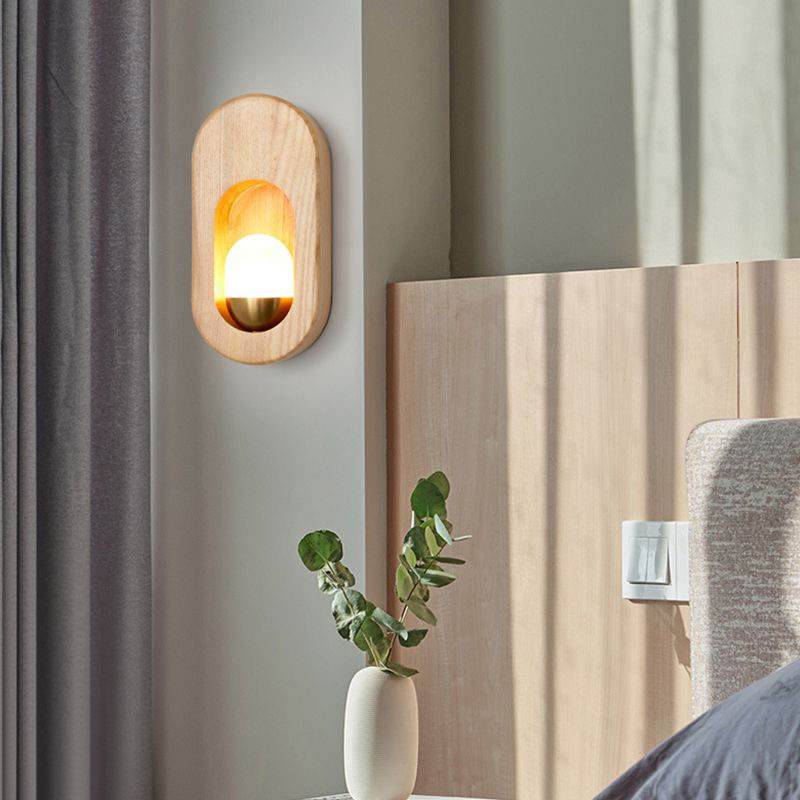 Modern Style Oval Wall Light Sconces Wood 1 Light Wall Lighting Ideas
