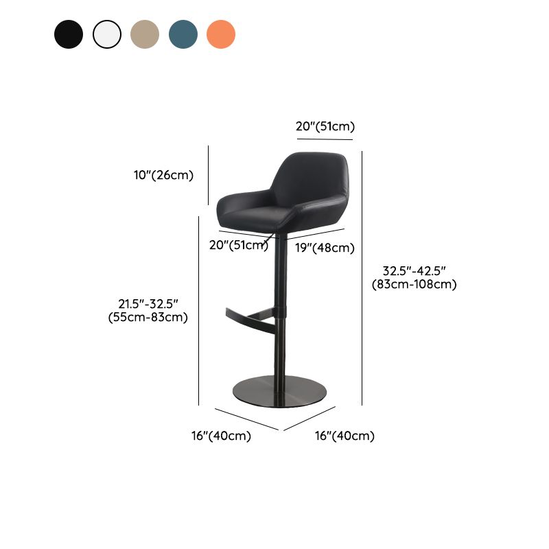 Glam Style Counter Stool Faux Leather Adjustable Height Bar Stool with Swivel