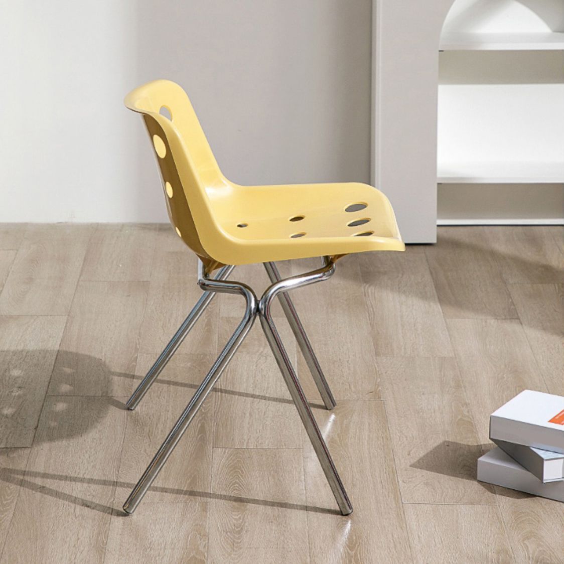 Modern Dining Room Plastic Silver Leg Parsons Armless Dining Chair