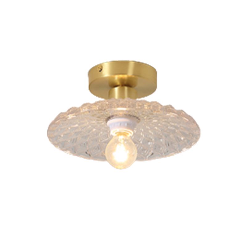 Modern Metal Ceiling Light Geometric Shape Flush Mount with Glass Shade for Living Room