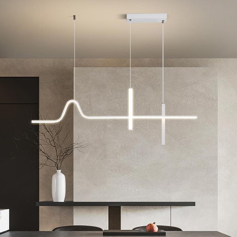 Modern White 3-Light Kitchen Island Lighting LED Ceiling Light for Bedroom