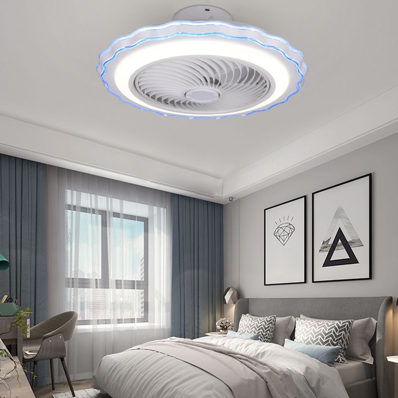 Children's Bedroom Fan Lamp Minimalist LED Semi Flush Mount Ceiling Light