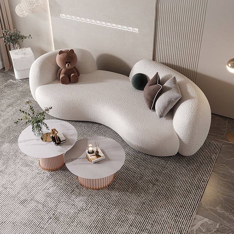 Contemporary Curved Sofa 28.34" High Sloped Arm Sofa in Beige