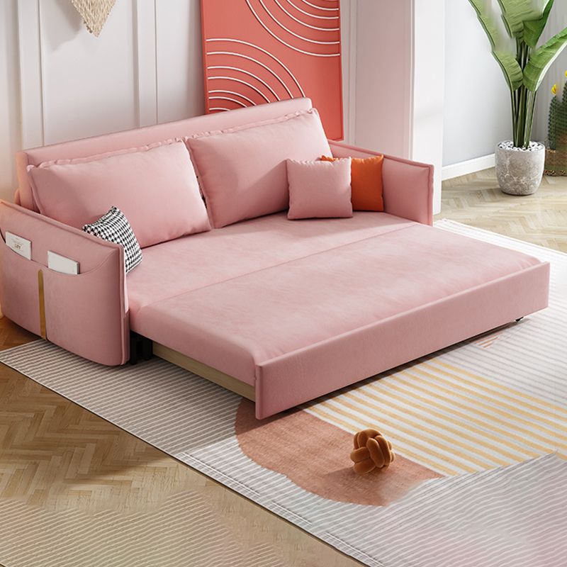 Glam Futon Sleeper Sofa Bed Living Room Convertible Sofas in Pink