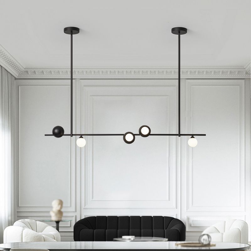 Glass Shade Hanging Island Lights Industrial Globe Shape Island Lighting Ideas