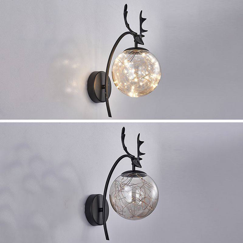 LED Light Strings Simplicity Glass Wall Sconce Metal Antler Design Nordic Style Lighting Fixture for Bedroom Living Room