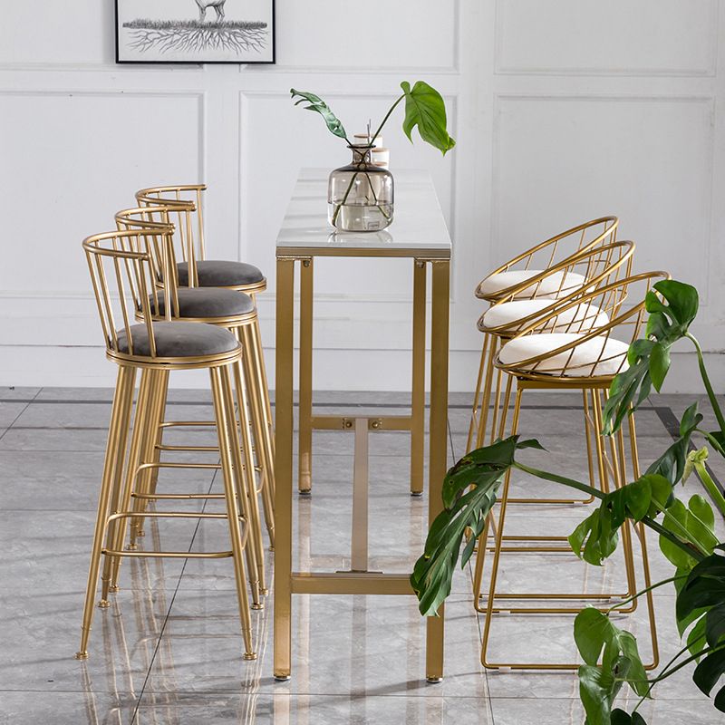 Glam 1/2/4/7 Pieces Bar Table Set Rectangle Bar Table with Metal High Stools