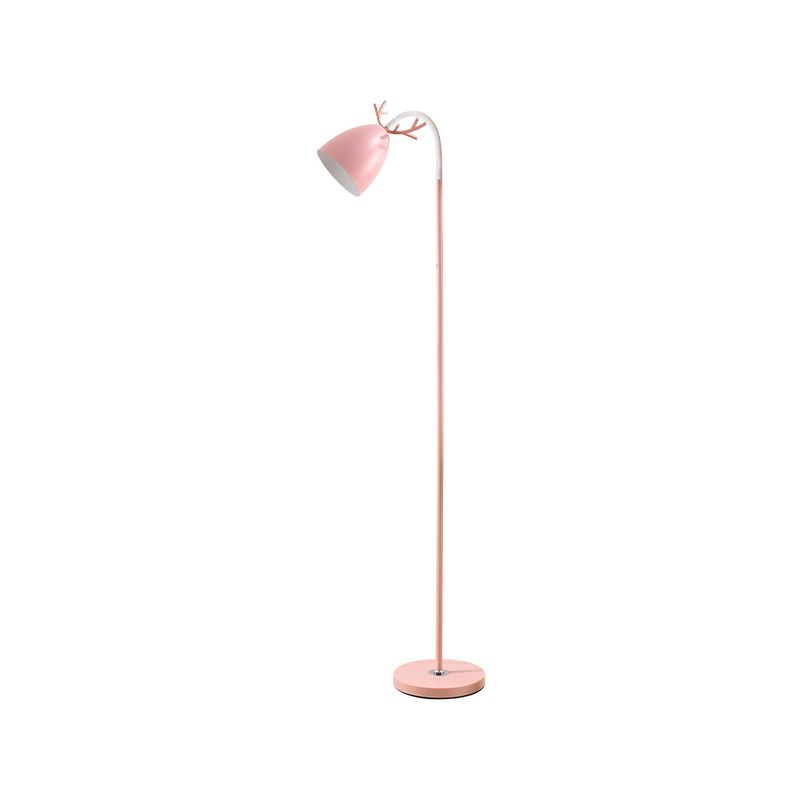 Macharoon arc tromba tonno pavimento luce metallizzata a bulbo singolo soggiorno in piedi con design di corna in nero/bianco/rosa