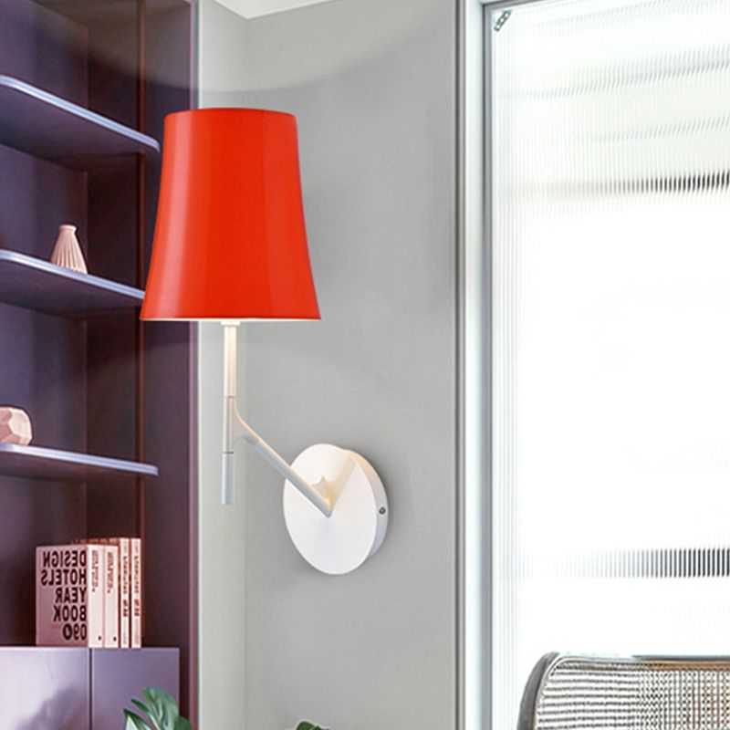 Orange and White Barrel Wall Mount Light Modernism 1 Head Metallic Sconce Lamp for Living Room
