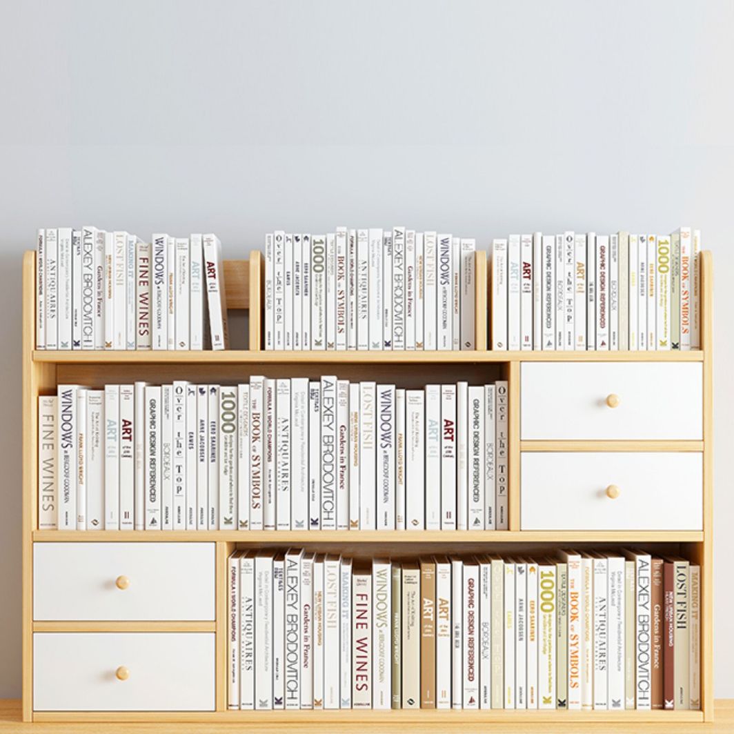 Modern Style Bookshelf Open Back Engineer Wood Bookcase for Home Office