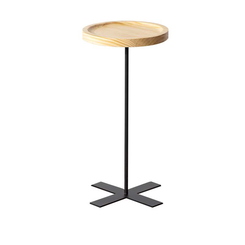 Modern Non-Storage Nightstand Round Solid Wood Top Legs Included Night Table