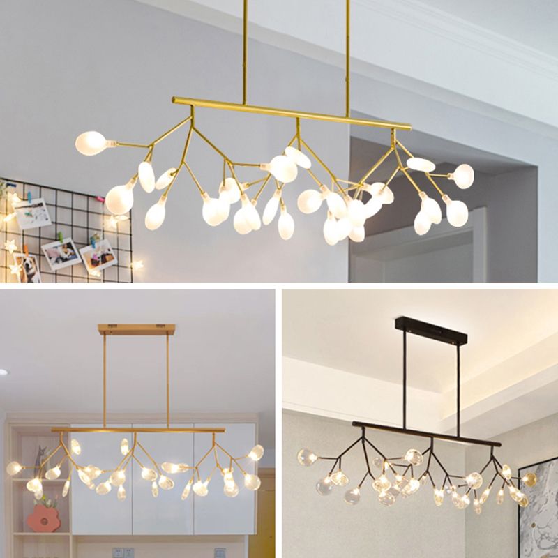 Modern Simple 27-Lights Hanging Lamp Iron Island Light Fixture for Dining Table