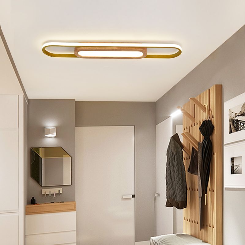 Luminaires de plafond affleurants modernes, plafonnier en bois pour salon