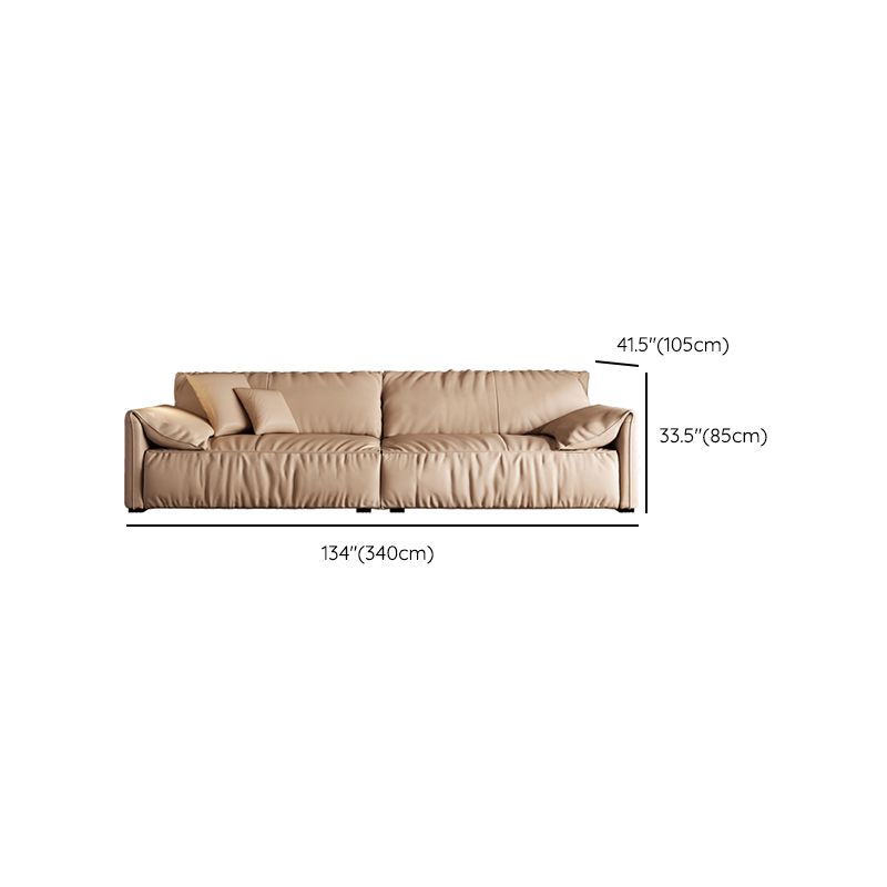 Genuine Leather 2-seater Solid Color Tight Seat Pillow Top Arm Sofa