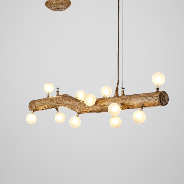 Modern Globe Island Light Fixture Glass Island Ceiling Light in Brown Finish