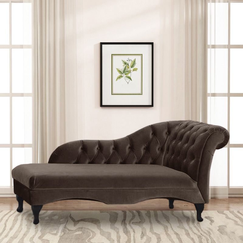 Cushioned Glam Chaise Lounge with Rolled Arms for Bedroom and Living Room