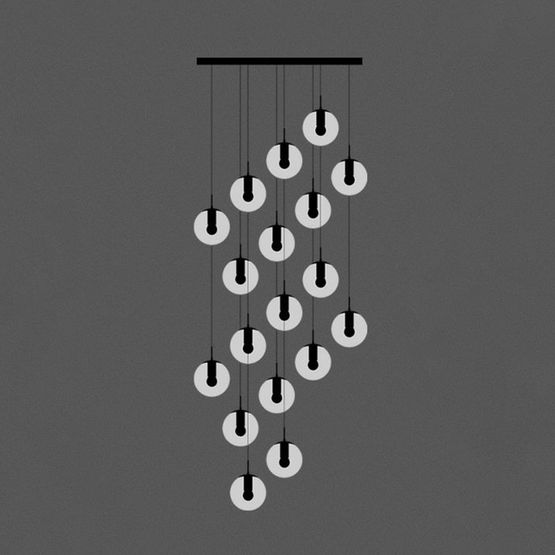 Black Globe Pendelleuchte einfache Cremeglas Multiple hängende Licht für Treppen