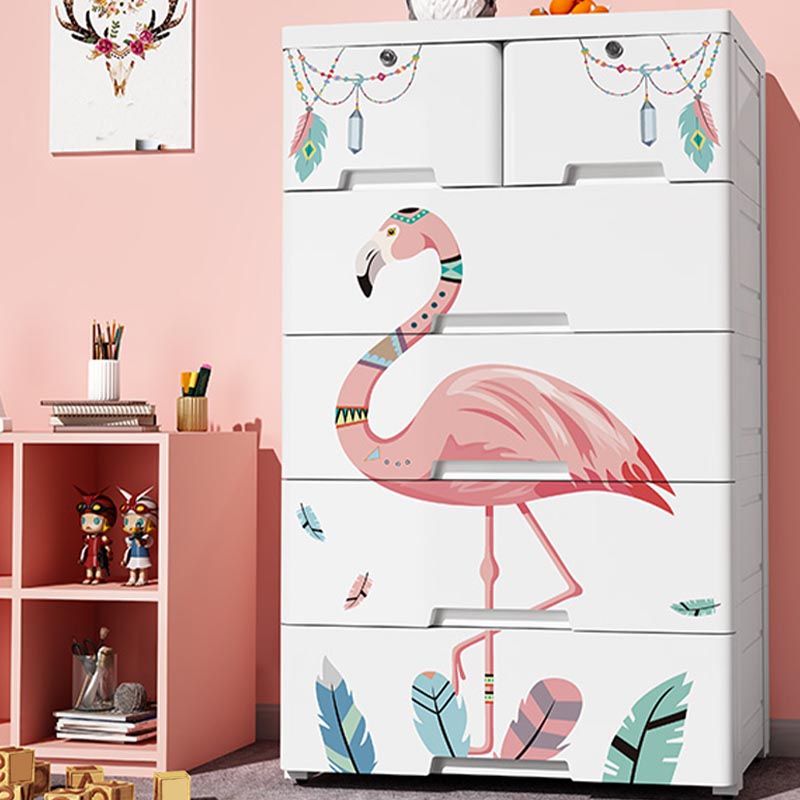 Contemporary Style Non-Hanging Armoire White Colour Plastic Wardrobe Closet