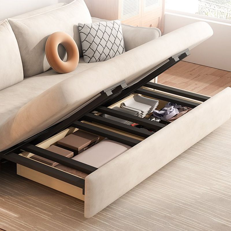 32"H Scandinavian Sleeper Sofa Futon Leather Storage Sleeper Sofa