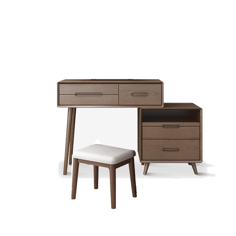 Solid Wood Makeup Vanity Desk Storage Box Makeup Vanity Set with Drawer