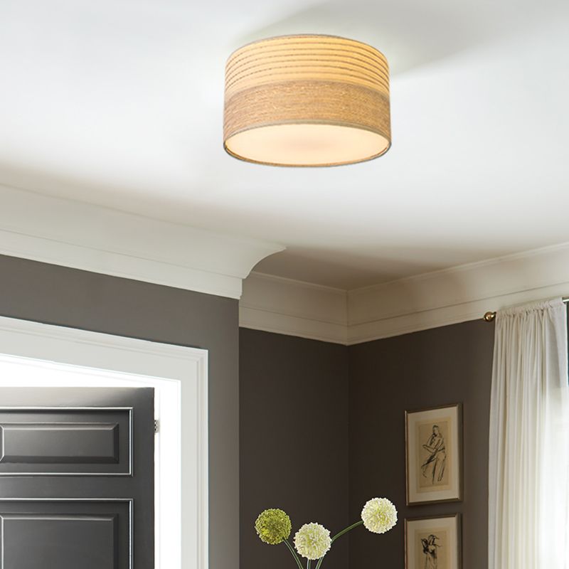 Fabric Half Cylinder Flush Mount Light Modern 1 Light Flush Mounted Light Fixture in White