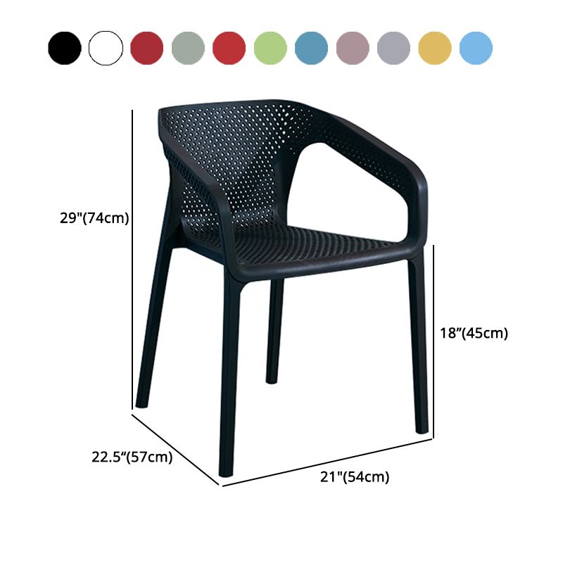 Plastic Scandinavian Dining Kitchen Room Arm Chair Solid Back Chair