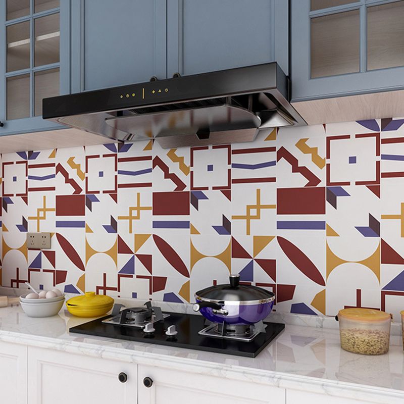 Modern Geometric Shapes Stick Wallpapers Bright Color Kitchen Wall Art, 3.5' L x 23.5" W
