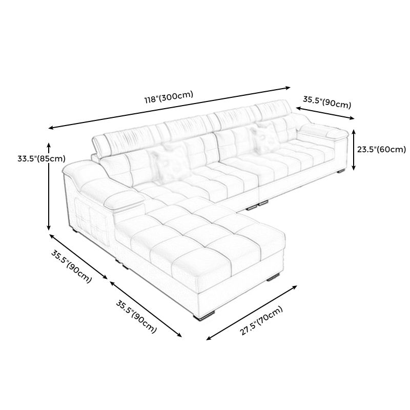 Contemporary Sofa Grey High Back Sloped Arms Sofa/Sectional for Living Room