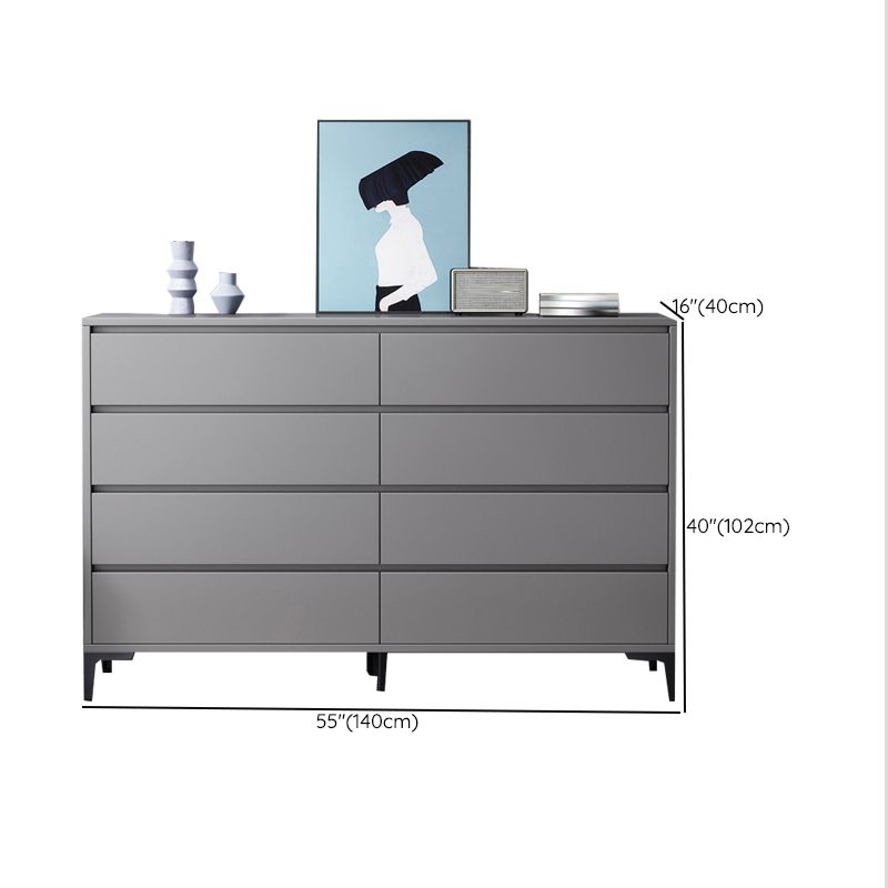 Contemporary Storage Chest Engineered Wood Bedroom Chest in Gray with Drawers