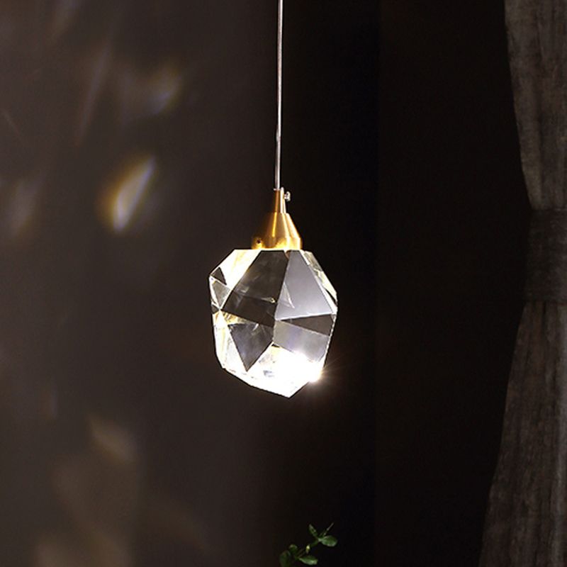 Modern Stone Hanging Ceiling Light Crystal LED Bedroom Suspension Lighting in Gold