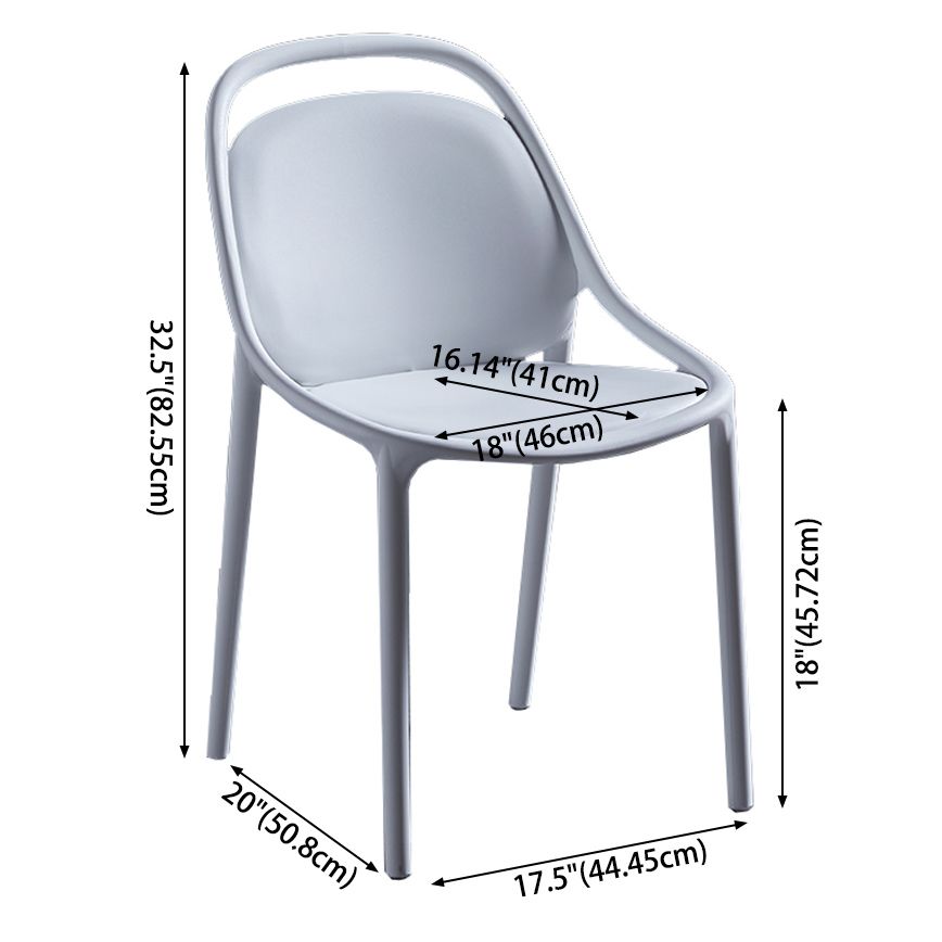 Contemporary Style Stackable Dining Chair Plastic Open Back Side Chair