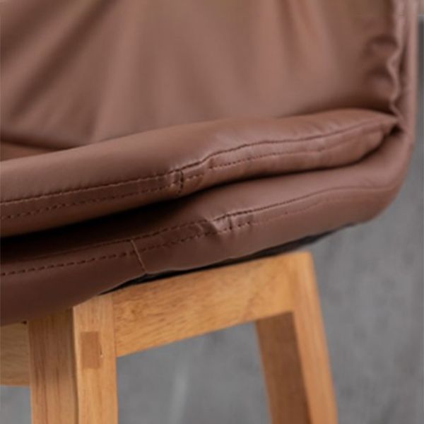 Contemporary Solid Wood Legs Faux Leather Counter Stools with Footrest