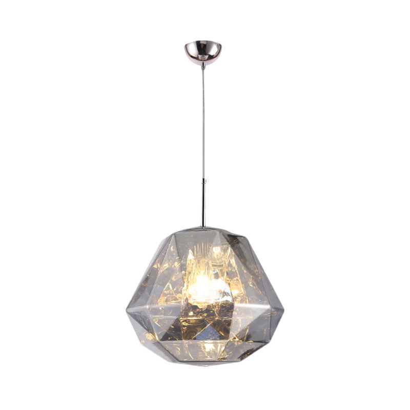 Modern 1 Light Pendant Lamp with Acrylic Shade Black/Silver/Blue Diamond Hanging Ceiling Light