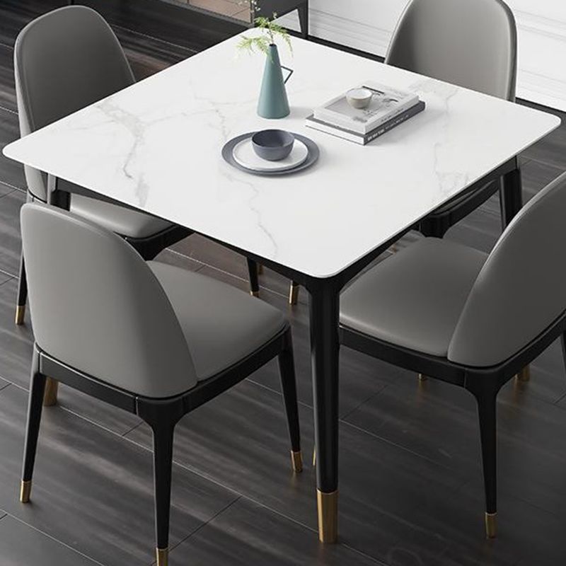 Industrial Square Shape Kitchen Dining Table Sintered Stone Dining Table with 4 Legs Table