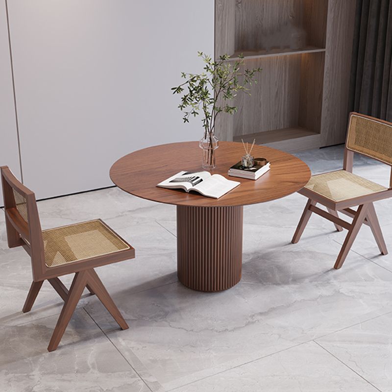 Solid Wood Home Dining Table Modern Round Dining Room Table with Pedestal Base