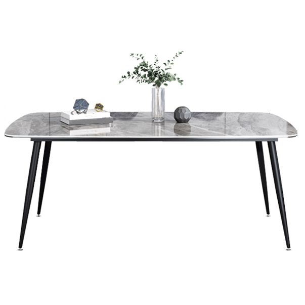 Sintered Stone Dining Table Simplicity Style 4 Legs Carbon Steel Base Rectangle Table for Home