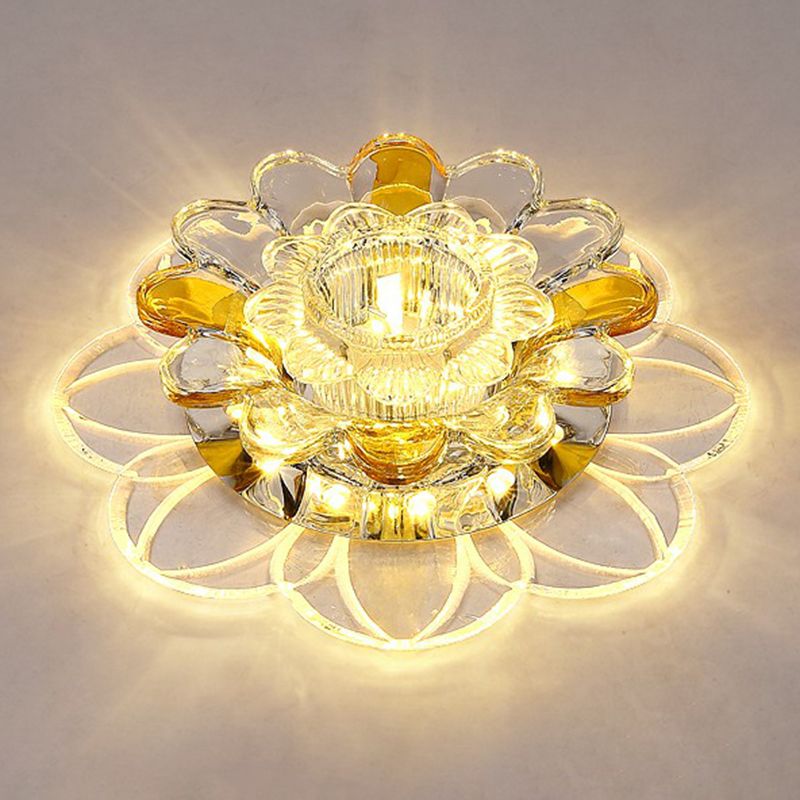 Effacer Floral Forme LED Flush Mount Light Simplicité Crystal Flush Mount Ceiling Light