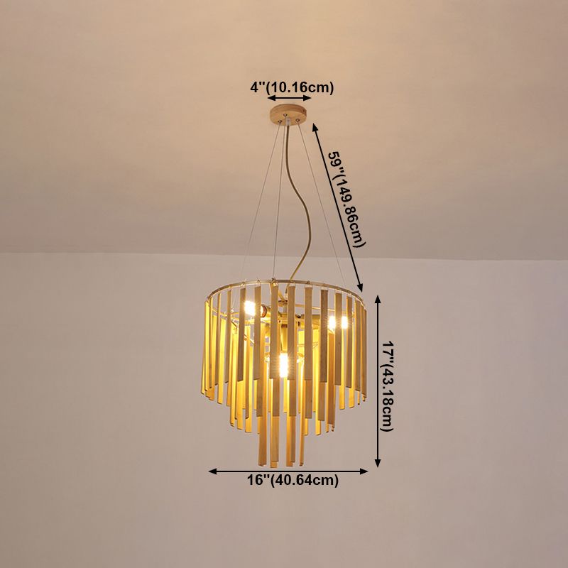 Minimalist Bamboo Pendant Lighting Fixture Dining Room Ceiling Chandelier