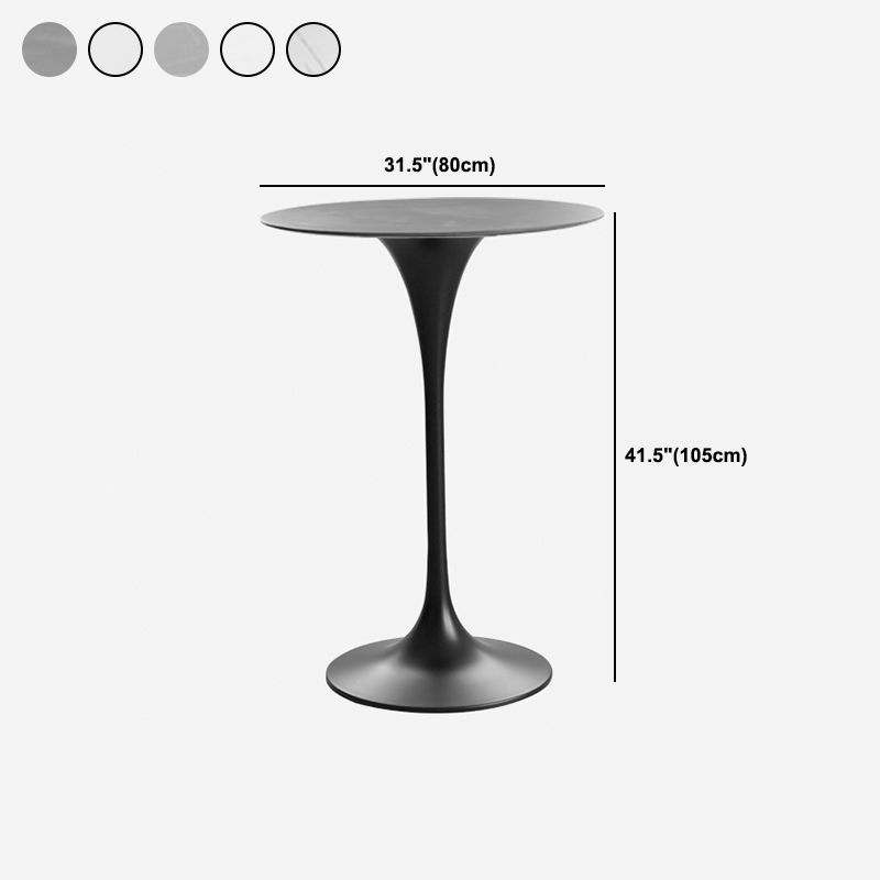 Contemporary Round Bar Stool Table Faux Marble and Stone Bar Table for Small Places