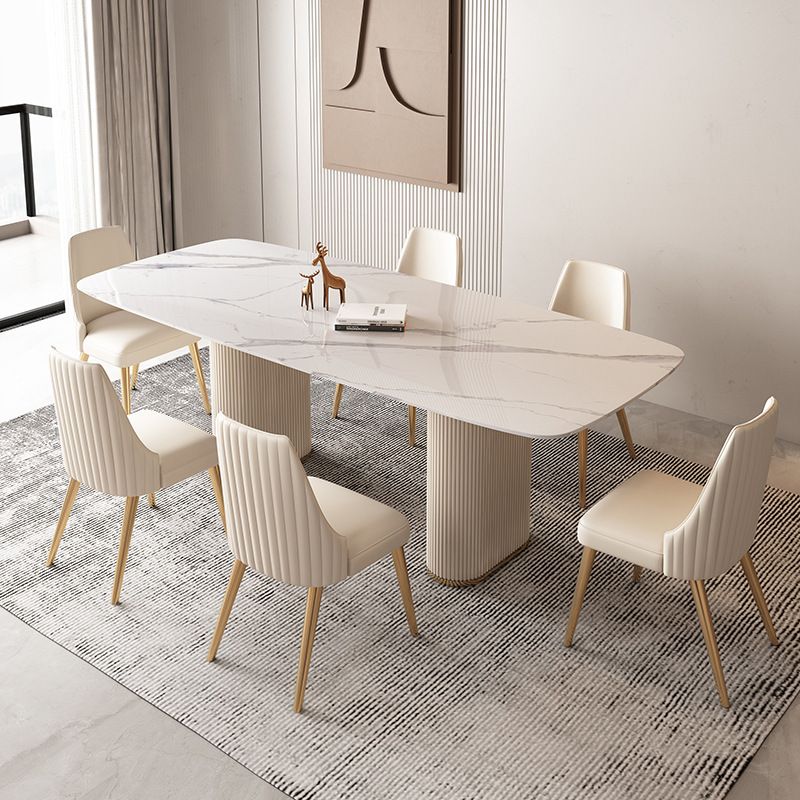 Nordic Style Sintered Stone Rectangle Table Set 1/4/5/7 Pieces Set