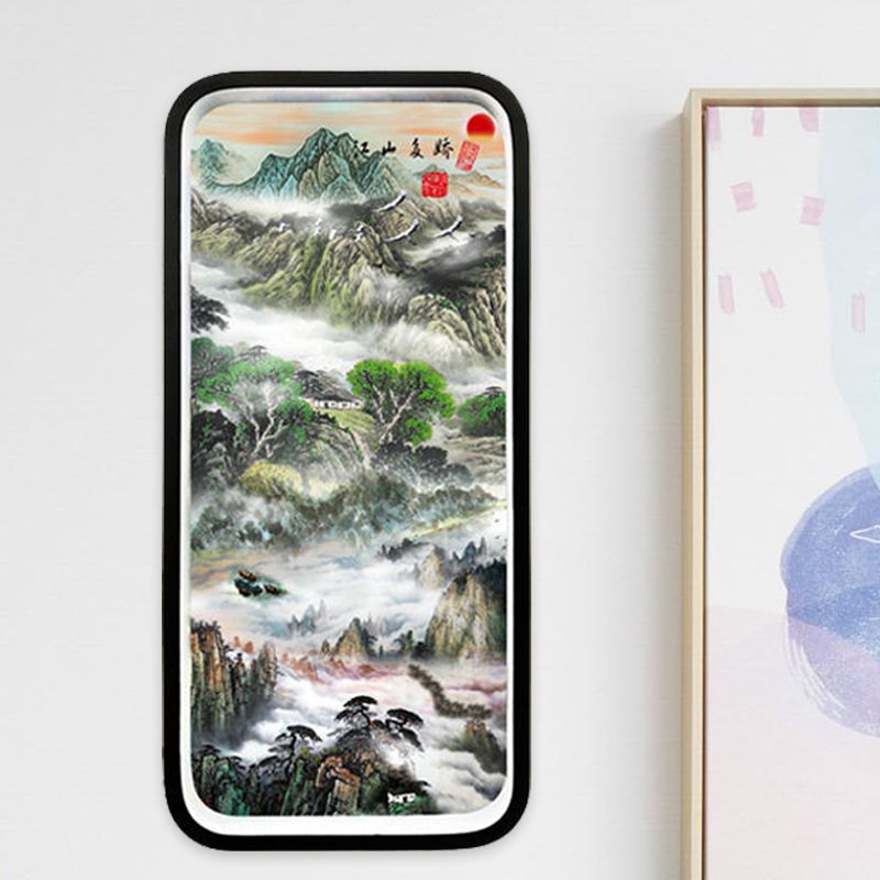Asia Mountain Scenery Metal Mural Lamp LED Flush Mount Mur Murce en noir pour la salle familiale