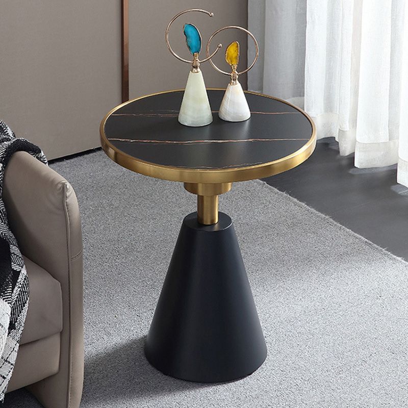 Glam Glossy Marble/Stone Top End Table Stainless Steel Pedestal Sofa Side Table