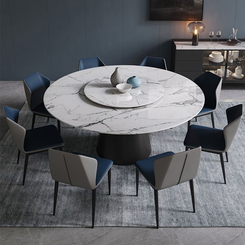 Table de marbre de style contemporain rond table à manger de base piédestal avec platine