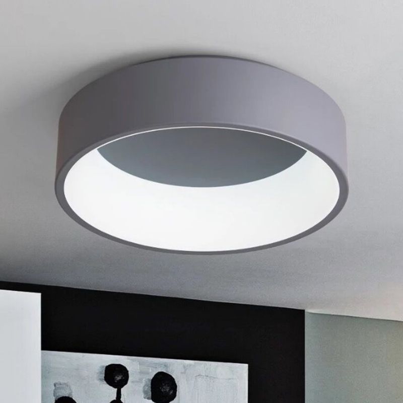 18"/23.5" Wide Grey Circular Flush Ceiling Lamp Modern LED Metal Flush Mount Light in White/Warm Light