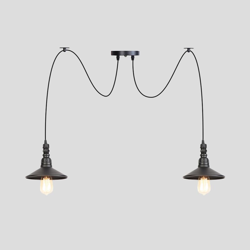 Iron Saucer LED Multi-Light Pendant Vintage 2/3/6 Lights Bar Swag Pendulum Lamp in Black