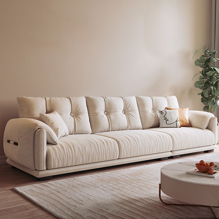 Scandinavian Sofa White Pillows Faux Leather Living Room Pillow Top Arm