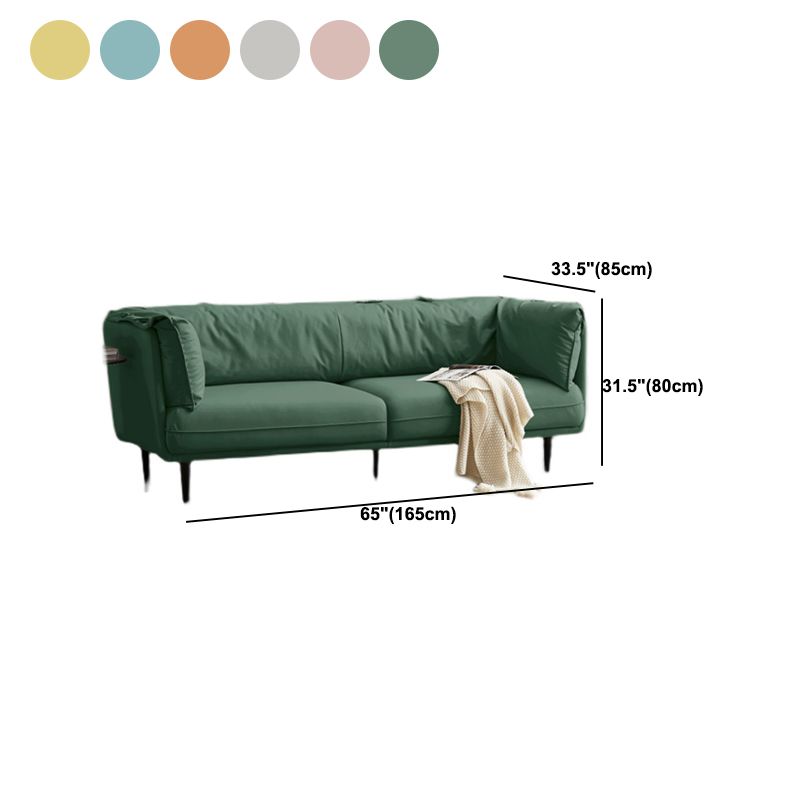 Modern Faux Leather Standard Settee Tuxedo Arm Sofa for Living Room