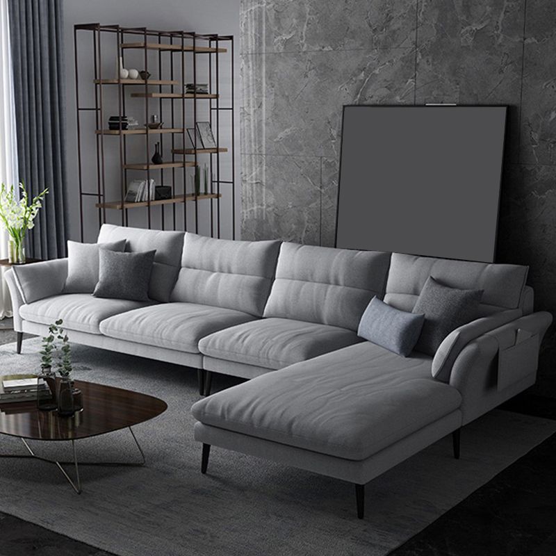 Flared Arm Fabric Sectional with Storage 4-seater Sofa & Chaise